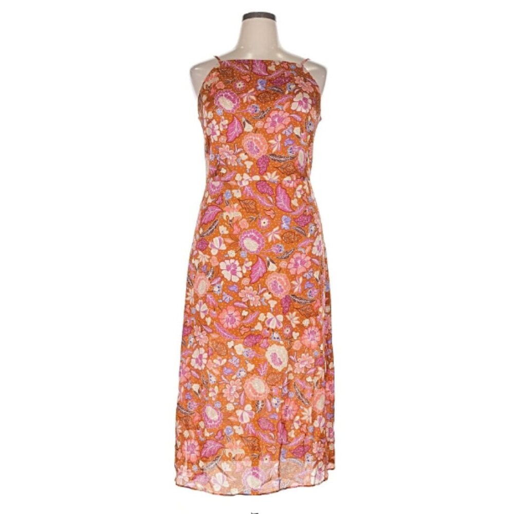 Ann Taylor Dress with Spaghetti Straps in Brown Paisley
